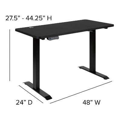 Flash Furniture 48" Wide Black Electric Height Adjustable Standing Desk With Designer Armless White Ribbed Swivel Task Office Chair 10 Flash Furniture 48" Wide Black Electric Height Adjustable Standing Desk With Designer Armless White Ribbed Swivel Task Office Chair - Image 8