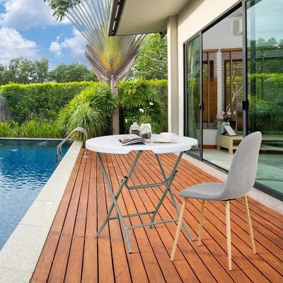 Costway 32'' Round Folding Table Portable & Lightweight Table For Indoor & Outdoor Use White 3 Costway 32'' Round Folding Table Portable & Lightweight Table For Indoor & Outdoor Use White