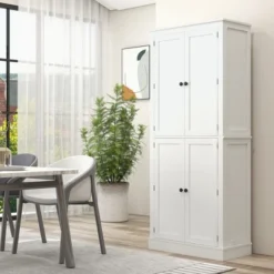 HOMCOM 72" Kitchen Pantry, 4-Door Kitchen Cabinet With 5-tier Storage Shelving, 8 Spice Racks, Interior Drawer And Adjustable Shelves, White -Furniture Store GUEST e78192c1 f640 489e 8fd7 d18ef86750b9