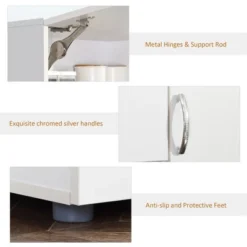 HOMCOM 66" Buffet With Hutch, Freestanding Kitchen Pantry With 2 Large Cabinets, 1 Pull Up Cabinet, 3 Drawers & Wide Countertop, White -Furniture Store GUEST e88114fb ec7a 4780 8bb0 d8c7d31a12de