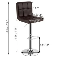 Costway Adjustable Swivel Bar Stool Counter Height Bar Chair PU Leather W/ Back RedBrown -Furniture Store GUEST e88846ef 37e6 40b6 80c1 da5d1bbcdb4e