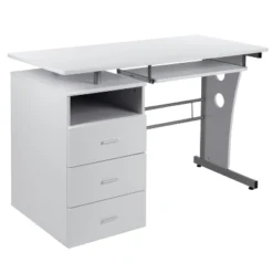 Emma And Oliver Desk With Three Drawer Single Pedestal And Pull-Out Keyboard Tray 24 Emma And Oliver Desk With Three Drawer Single Pedestal And Pull-Out Keyboard Tray -Furniture Store GUEST ea099a35 e9bb 4fcd 9442 19e7ab056f1a