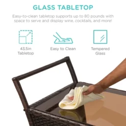 Best Choice Products Wicker Outdoor Rolling Bar Cart W/ Ice Bucket, Glass Countertop, Glass Holders, Storage - Brown 10 Best Choice Products Wicker Outdoor Rolling Bar Cart W/ Ice Bucket, Glass Countertop, Glass Holders, Storage - Brown -Furniture Store GUEST ea4ae1ab d11f 4b05 9f61 d5a8dac1d218