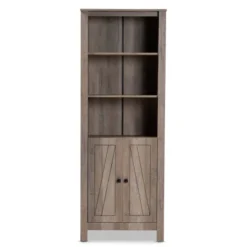 75.4" Derek Wood 2 Door Bookcase Oak - Baxton Studio -Furniture Store GUEST eb259b1a 081a 4823 9216 02208de06434