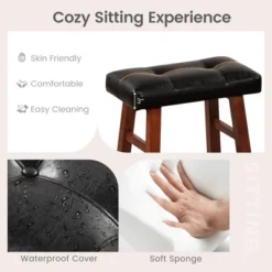 Costway Set Of 2 Upholstered Barstools 24''/29'' Backless Rubberwood Dining Chairs Black&Brown 16 Costway Set Of 2 Upholstered Barstools 24''/29'' Backless Rubberwood Dining Chairs Black&Brown -Furniture Store GUEST ed472b27 4d14 4b14 ab73 4683b55f3a50