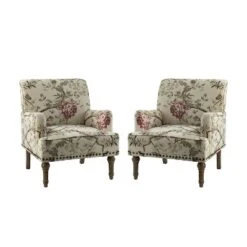 Set Of 2 Reggio Traditional Wooden Upholstered Armchair With Floral Patterns And Nailhead Trim | ARTFUL LIVING DESIGN 30 Set Of 2 Reggio Traditional Wooden Upholstered Armchair With Floral Patterns And Nailhead Trim | ARTFUL LIVING DESIGN -Furniture Store GUEST ef655ded 57c1 4e60 aa71 343157c4020c