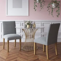 Westwood Glass Top Dining Table With Tempered Glass Brass - CosmoLiving By Cosmopolitan