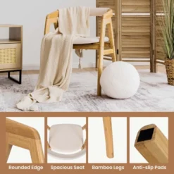 Costway Set Of 2 Bamboo Accent Chairs Leisure Chairs Armchairs W/ Seat Cushion -Furniture Store GUEST f0f48a13 2945 462f 926b 71031ad787e9