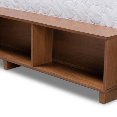 Arthur Wood Platform Bed With Built-In Shelves Ash Walnut - Baxton Studio 8 Arthur Wood Platform Bed With Built-In Shelves Ash Walnut - Baxton Studio - Image 6
