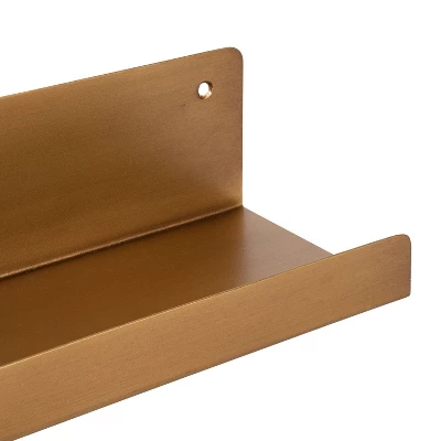 2pc Mezzo Modern Metal Ledge Shelf Set Gold - Kate & Laurel All Things Decor 4 2pc Mezzo Modern Metal Ledge Shelf Set Gold - Kate & Laurel All Things Decor - Image 2