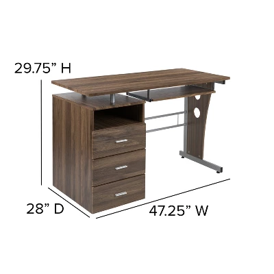 Emma And Oliver Desk With Three Drawer Single Pedestal And Pull-Out Keyboard Tray 5 Emma And Oliver Desk With Three Drawer Single Pedestal And Pull-Out Keyboard Tray - Image 3