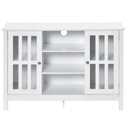 HOMCOM Modern Sideboard, Storage Cabinet, Buffet With 2 Slatted Framed Doors, Open Middle Shelving And Cable Management Hole -Furniture Store GUEST f477e072 daae 4e42 a199 79725a393c74