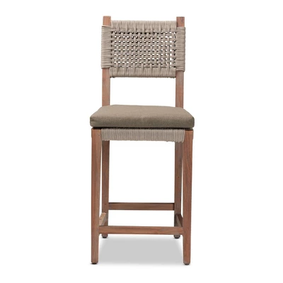 Heyna Woven Rope Mahogany Counter Height Barstool Gray/Natural - Bali & Pari 4 Heyna Woven Rope Mahogany Counter Height Barstool Gray/Natural - Bali & Pari - Image 2