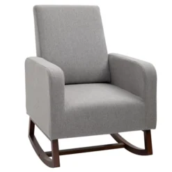 HOMCOM Accent Lounge Rocking Chair With Solid Curved Wood Base And Linen Padded Seat 15 HOMCOM Accent Lounge Rocking Chair With Solid Curved Wood Base And Linen Padded Seat -Furniture Store GUEST f61b574c 6a0b 4265 a1e0 5a95981b6679