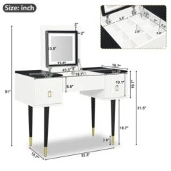 43.3" Modern Vanity Table Set With Flip-Up Mirror, LED Lights And Storage - ModernLuxe -Furniture Store GUEST f716fd98 8867 4685 be67 3fc6c27aa0c9