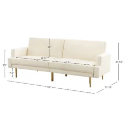 Lanna 76"Wide Vegan Leather Modern Style Convertible Futon Sofa Bed For Living Room Guest Bedroom | ARTFUL LIVING DESIGN -Furniture Store GUEST f825eb1e 1572 433c 8583 0527f745eeaf