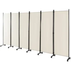 Costway 6-Panel Folding Room Divider 6FT Rolling Privacy Screen With Lockable Wheels Black/Brown/Grey/White -Furniture Store GUEST f85110c6 f8b6 41bb 8086 b7010b3dacad