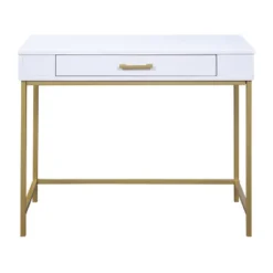 Modern Life Desk With Gold Metal Legs White Finish - OSP Home Furnishings