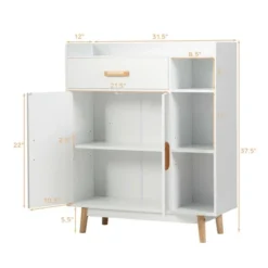 Costway Floor Storage Cabinet Free Standing Cupboard Chest W/1 Drawer 2 Doors 3 Shelves 13 Costway Floor Storage Cabinet Free Standing Cupboard Chest W/1 Drawer 2 Doors 3 Shelves -Furniture Store GUEST f89174fd 4f07 4330 90f4 9ae3aa040964