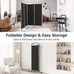 Costway 4 Panels Folding Room Divider 6 Ft Tall Fabric Privacy Screen Black/Brown/Grey/White -Furniture Store GUEST f8b8d366 3df0 40eb b208 b8b328a76d61