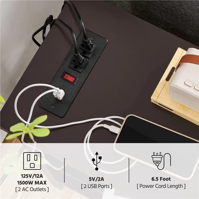 Yaheetech 3-tier Side Table With Power Outlets And USB Ports, Espresso 8 Yaheetech 3-tier Side Table With Power Outlets And USB Ports, Espresso - Image 6