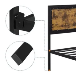 Yaheetech Industrial Metal Platform Bed With Wooden Headboard And Footboard -Furniture Store GUEST fa4d8ae0 2aaa 4dbf 8244 86c67daaac2e
