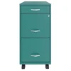 Space Solutions 18 Inch Wide Metal Mobile Organizer File Cabinet For Office Supplies And Hanging File Folders W/ Pencil Drawer & 3 File Drawers, Teal