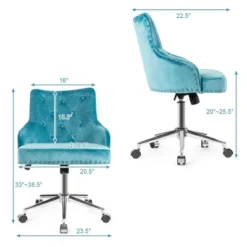 Costway Velvet Office Chair Upholstered Swivel Computer Task Chair Turquoise -Furniture Store GUEST fa5cabf0 ced8 4d36 96c6 0d29910868a6