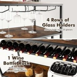 Costway Rustic Wine Rack Table 13 Bottles Wine Bar Cabinet Freestanding With Glass Holder -Furniture Store GUEST fc323432 4583 4c73 9a6a 3b128ea7b8ae