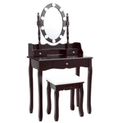 Tangkula Mirrored Vanity Table Set Lighted Makeup Dresser W/ Drawers -Furniture Store GUEST fcb333db 8c89 4ccc b0de a09700adbe80