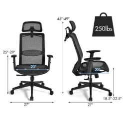 Costway Ergonomic High Back Mesh Office Chair Recliner Task Chair W/Hanger GreyBlack 14 Costway Ergonomic High Back Mesh Office Chair Recliner Task Chair W/Hanger GreyBlack -Furniture Store GUEST fda86780 394b 4142 9615 507f06d3b7f4