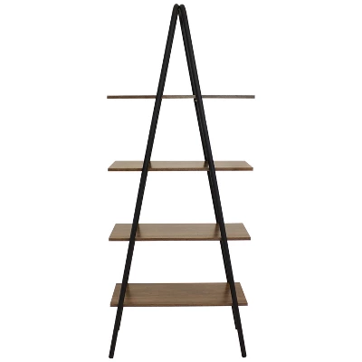 Sunnydaze Decor Sunnydaze 4-Shelf Industrial-Style Ladder Bookshelf - MDP With Powder-Coated Steel Frame - Brown 10 Sunnydaze Decor Sunnydaze 4-Shelf Industrial-Style Ladder Bookshelf - MDP With Powder-Coated Steel Frame - Brown - Image 8