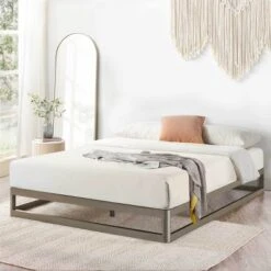 9" Metal Round Corner Platform Bed Frame Gray - Mellow -Furniture Store GUEST ff258bf1 ed81 4aa5 93e4 c5de85ea6074
